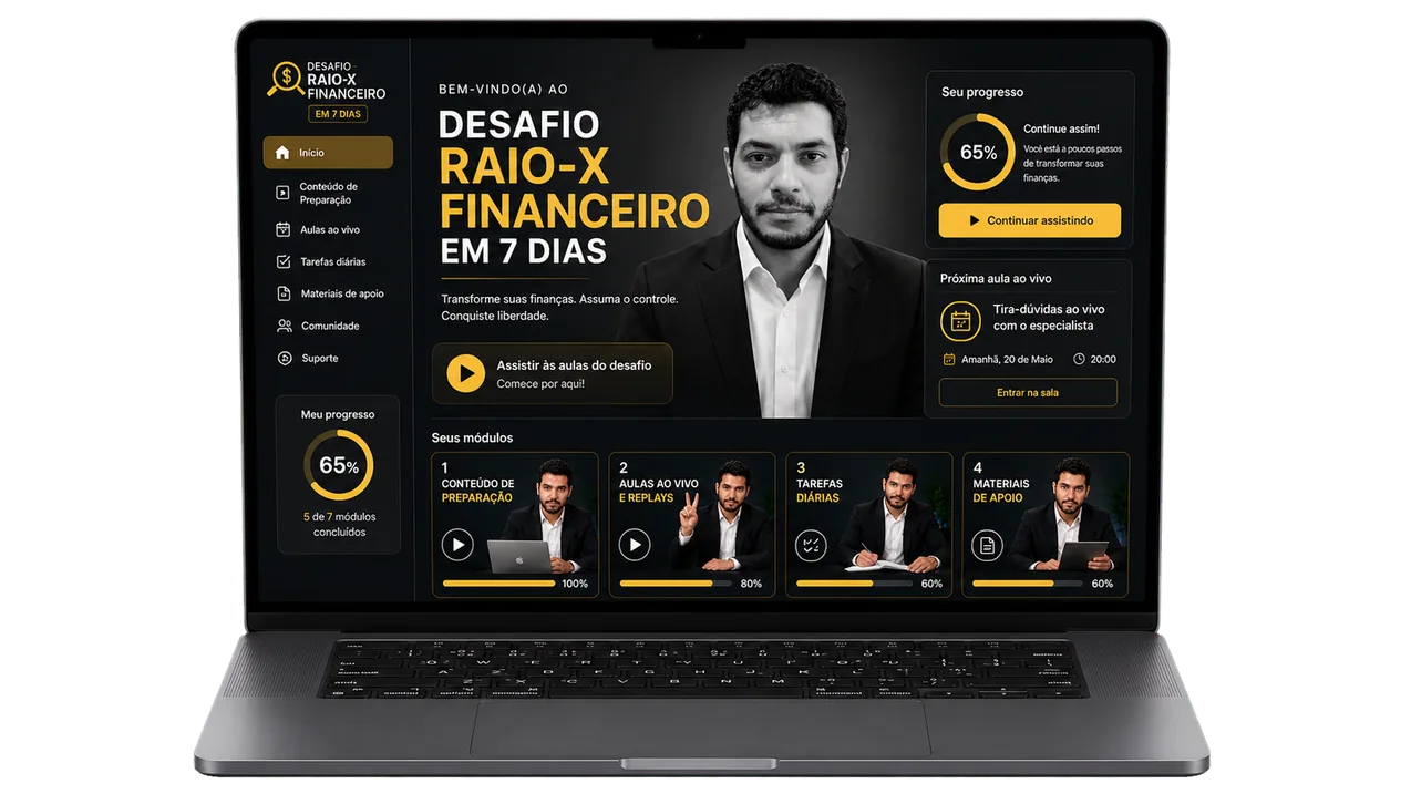 Imagem da área de membros do Desafio Raio-X Financeiro