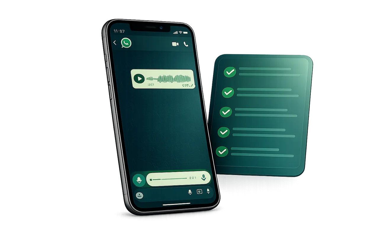Áudios diários no WhatsApp e checklists de execução do Desafio Raio-X Financeiro